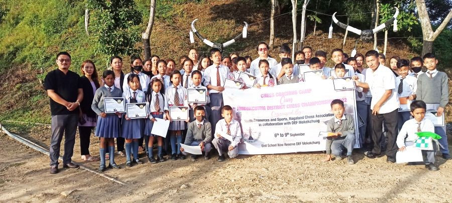 The participants with organisers during the 1st Mokokchung District Chess Championship held at Unit School, DEF Mokokchung on September 9.