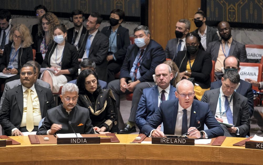 New York: Ireland's Foreign Minister Simon Coveney addresses members during a high level Security Council meeting on the situation in Ukraine, Thursday, Sept. 22, 2022, at United Nations headquarters.AP/PTI Photo