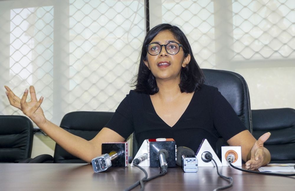 New Delhi: Delhi Commission for Women (DCW) chief Swati Maliwal addresses a press conference, in New Delhi, Tuesday, Sept. 20, 2022. (PTI Photo)