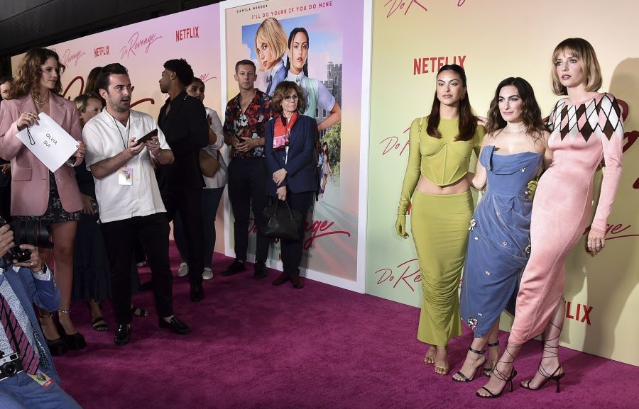 From left, Camila Mendes, Jenn Kaytin Robinson and Maya Hawke arrive at the premiere of "Do Revenge," Wednesday, Sept. 14, 2022, at Netflix on Vine TUDUM Theater in Los Angeles. (AP/PTI)