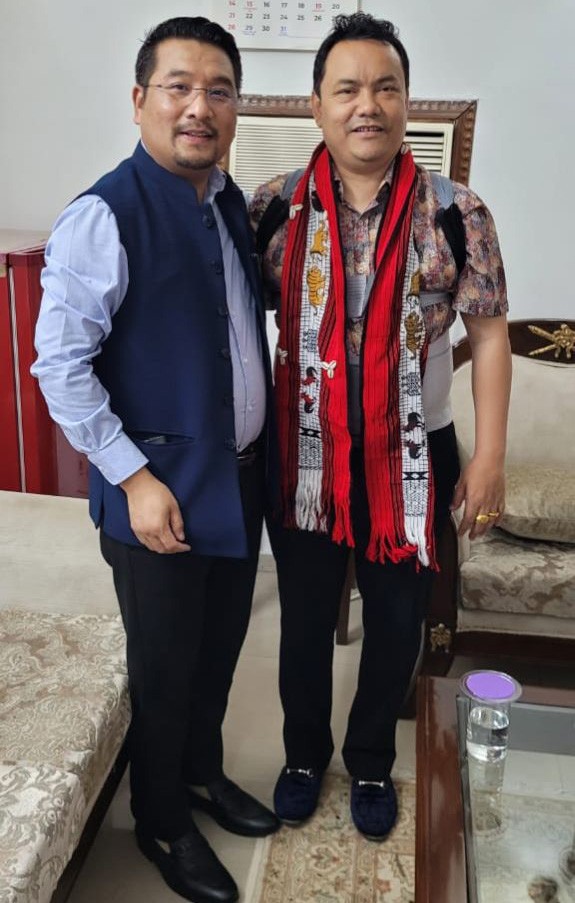 Nagaland Minister for Minister for PWD (Housing & Mechanical) Tongpang Ozukum and Meghalaya Cabinet Minister Sniawbhalang Dhar during their meeting on September 12 in New Delhi.
