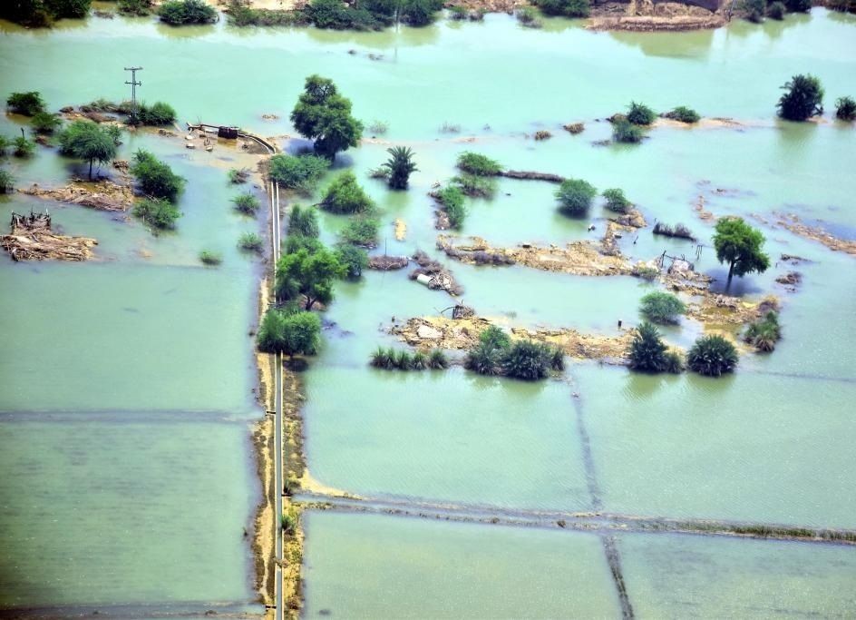 Photo taken from a helicopter shows the aerial view of flood-hit Jafarabad district in Pakistan's southwest Balochistan province on Sept. 3, 2022..(Photo by Asad/Xinhua/IANS)