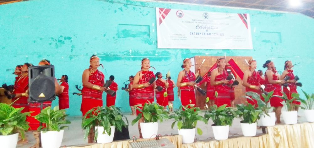 A cultural troupe performing during the ‘celebration of tribal festival’ at PBCA Convention hall Longleng on September 24. (DIPR Photo)