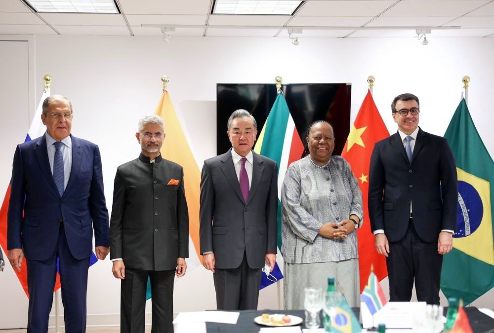 Russia's Foreign Minister Sergey Lavrov, from left, India's External Affairs Minister S. Jaishankar, and Foreign Ministers Naledi Pandor of South Africa and Carlos Alberto Franco Franca of Brazil participated in the meeting of the group known as BRICS made up of their countries In New York on September 22, 2022. (Photo Source: JaishankarÃ¢Â€Â™s Tweet)