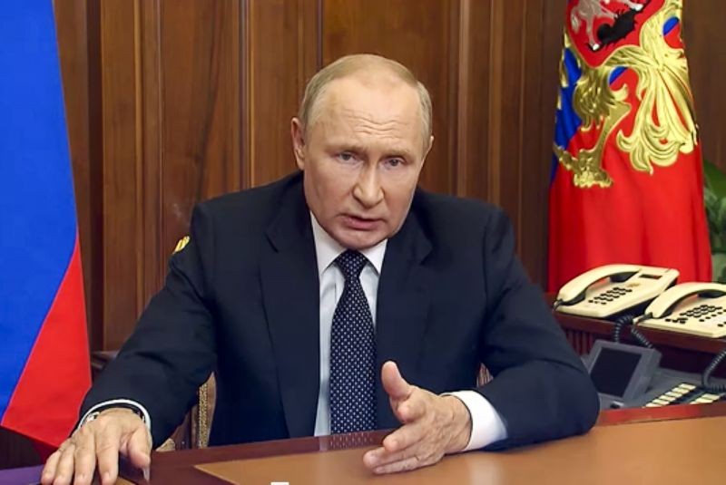 In this image made from video released by the Russian Presidential Press Service, Russian President Vladimir Putin addresses the nation in Moscow, Russia, Wednesday, Sept. 21, 2022. (AP/PTI Photo)