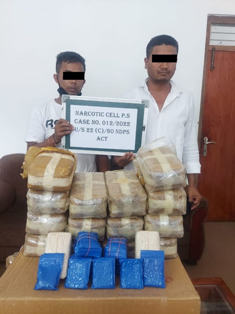 The two suspects arrested by Nagaland Police personnel of Narcotic Cell PS (PHQ) on September 14.