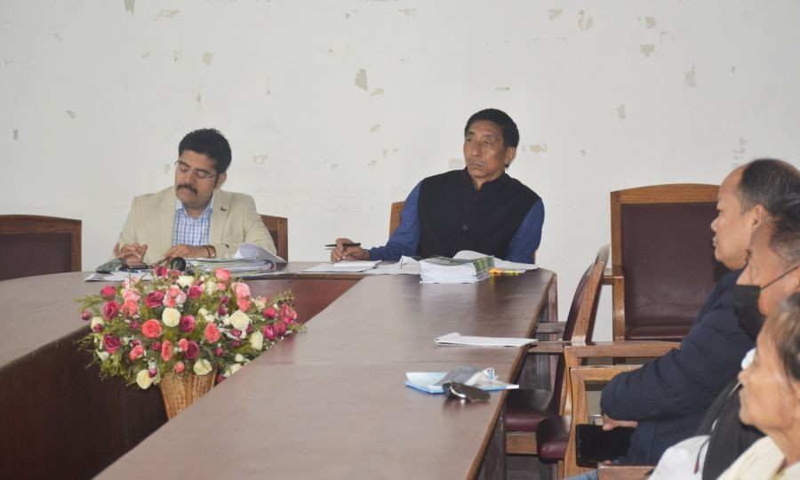 MP Lok Sabha, Tokheho Yepthomi addressing the district level DISHA coordination meeting for Zunheboto district on September 16. (DIPR Photo)