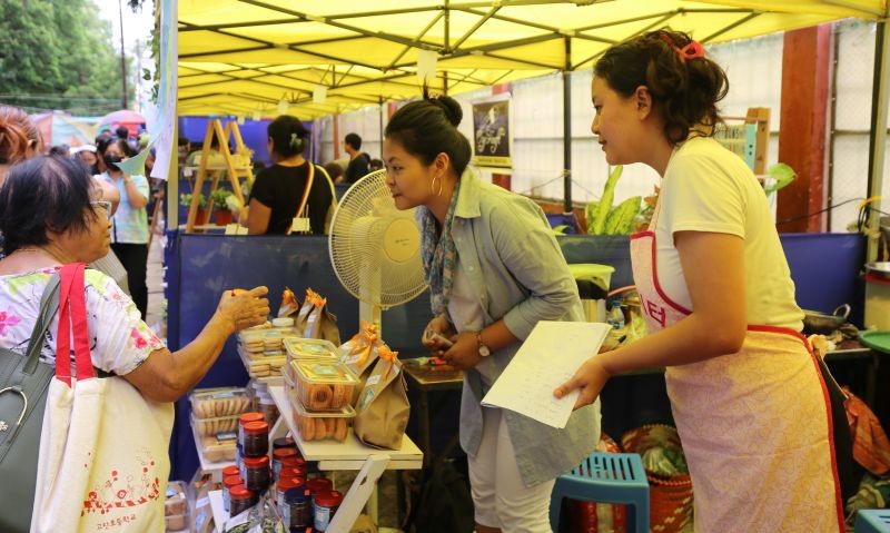 Stalls displaying locally-made products at the Made in DABA VII event in Super Market, Dimapur on September 14. (Morung Photo)
