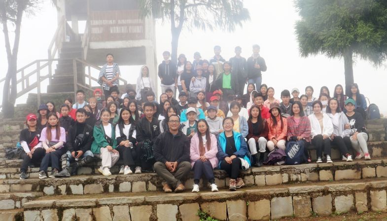 Phek Government College students and faculty during the study trip at Mt Kapamodzü.