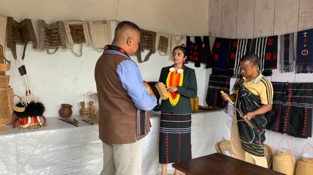 SP Noklak, Dr Pritpal Kaur, IPS with others during the inauguration of Noklak Masterpieces Products, made by Noklak District Handloom and Handicraft Council on September 23.