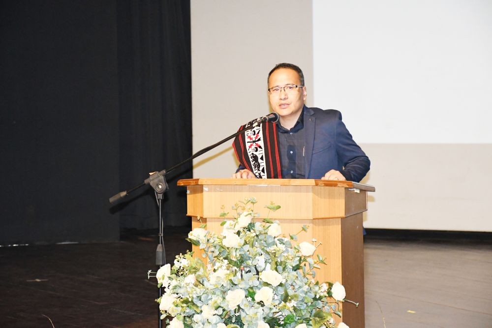 EE NPWD Imnameren Imchen speaking during the Mangmetong Students’ Union Kohima Unit's golden jubilee celebration at RCEMPA Jotsoma, Kohima on September 24. (DIPR Photo)