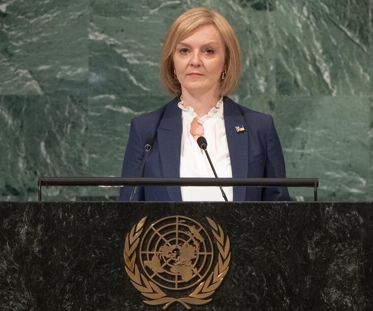 Britain's Prime Minister Liz Truss speaks at the United Nations General Assembly on Wednesday, September 21, 2022. (Photo: UN)