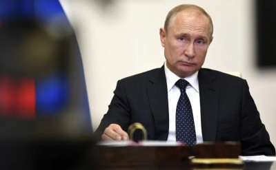 FILE PHOTO: Russian President Vladimir Putin chairs a meeting of the Board of Trustees of the Talent and Success Educational Foundation via videoconference at the Sirius Educational Center for Gifted Children in Sochi, Russia, Wednesday, May 11, 2022. (Mikhail Metzel, Sputnik, Kremlin Pool Photo via AP)