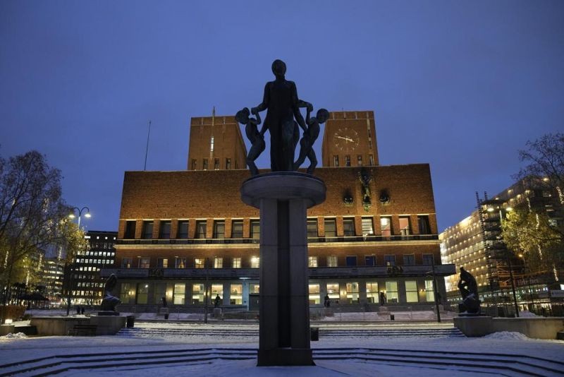 An exterior view of Oslo City Hall the venue of the Nobel Peace Prize ceremony in Oslo, Norway. (AP File Photo)
