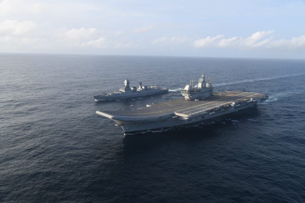 Kochi: A view of the first indigenous aircraft carrier INS Vikrant after commissioning by Prime Minister Narendra Modi, in Kochi on Friday, Sept. 02, 2022. (Photo: Twitter)