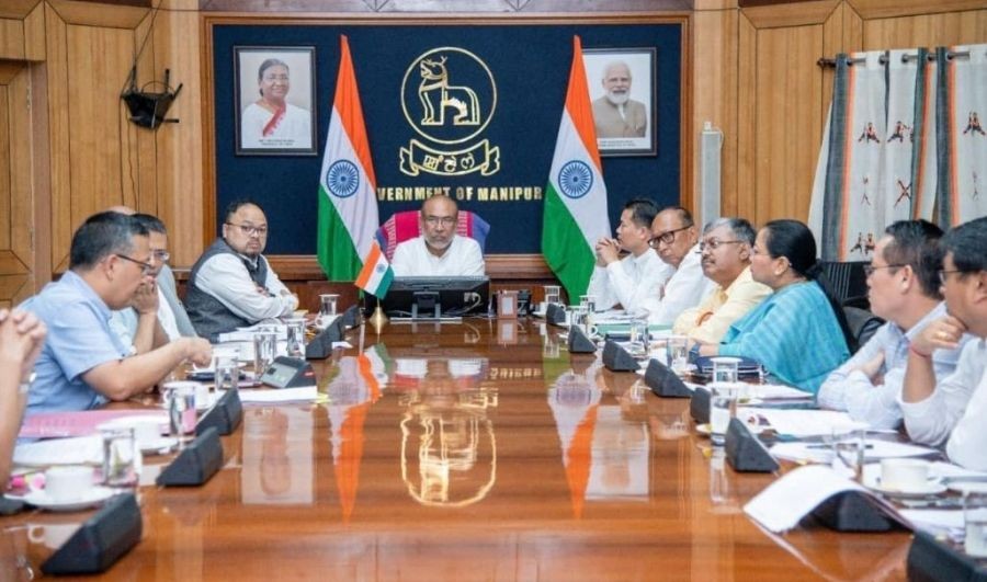 Manipur Chief Minister N. Biren Singh holds the cabinet meeting on Thursday, 13 October, 2022. (IANS Photo)