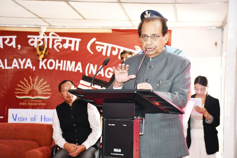 Governor of Assam and Nagaland Prof Jagdish Mukhi speaking at an interaction programme at Kendriya Vidyalaya, Lerie Kohima on October 27. (Photo Courtesy: PRO Raj Bhavan)