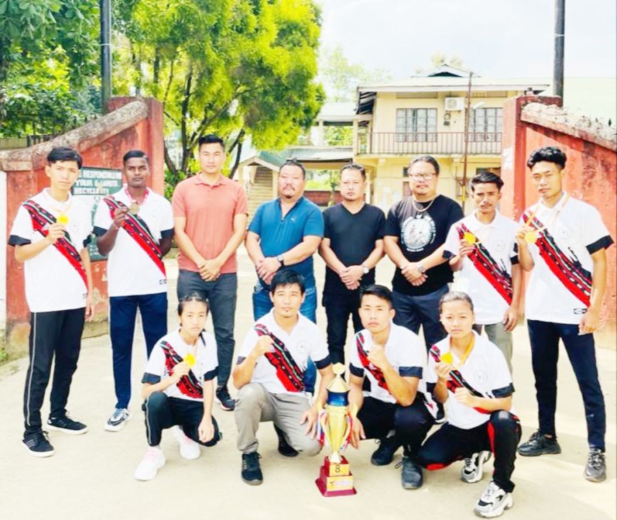 Chümoukedima District Taekwondo Association (CDTA) lead by Vizoto Theyo (Team Coach) represented Nagaland in the 4th Open National Taekwondo Championship 2022 at Dayanand Vidyalaya, West Bengal held from October 14 to 16. The team secured 5 Gold, 1 Silver and 1 Bronze - Ram Bahadur (Gold), Karan Limbu (gold), Kelenguno Rhitso (Gold), Visazono Sachü (Gold), Aleu Sopfünuo (Gold), Kevizhapu Tehrüja (Silver) and Arvind Kumar (Bronze). CDTA also secured the top 8th position out of the 76 participating team. (Photo Courtesy: CDTA)