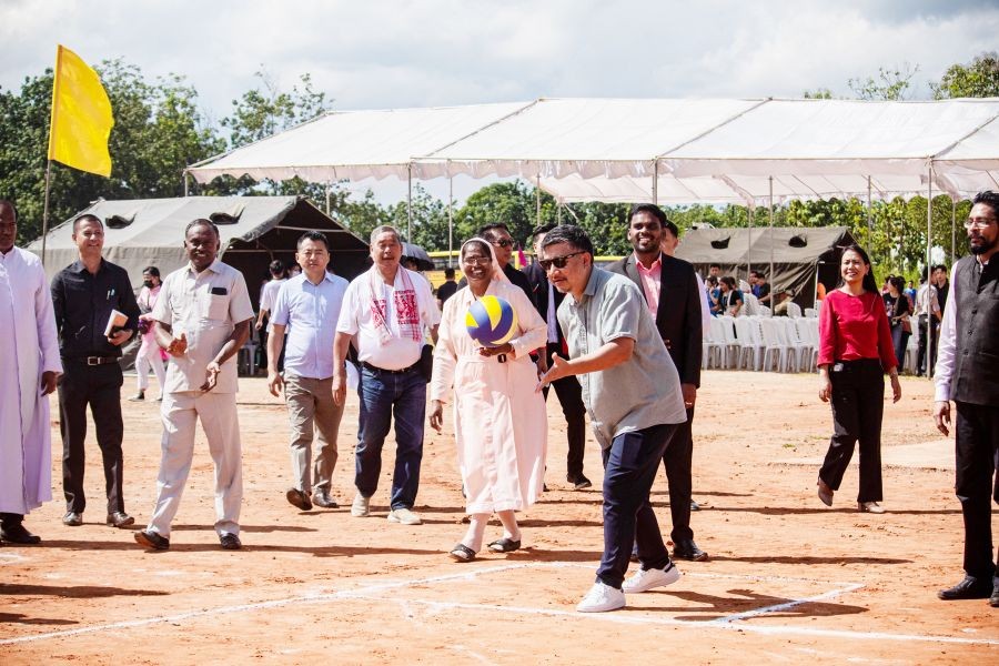 Abu Metha launching the first ever inter-college/university annual sports event organised by St Joseph University, Nagaland at the University campus on October 13.