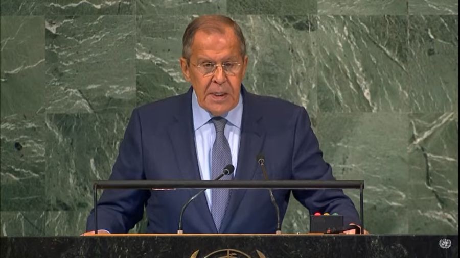 Russia's Foreign Minister Sergey Lavrov speaks at the United Nations General Assembly on Saturday, September 24, 2022. (Photo Source: UN)