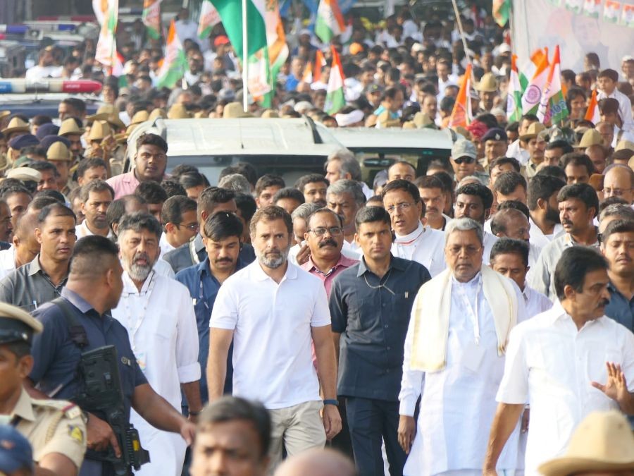 Mysuru: Congress leader Rahul Gandhi during Congress Bharat Jodo Yatra, in Mysuru on Monday, Oct. 03, 2022. (Photo: Dhananjay Yadav/IANS)