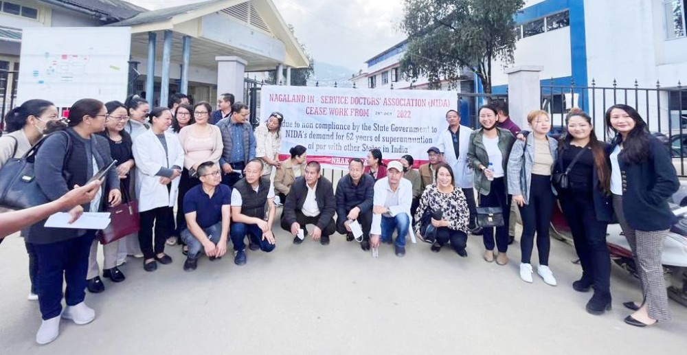 NIDA members outside the NHAK, Kohima on October 28.