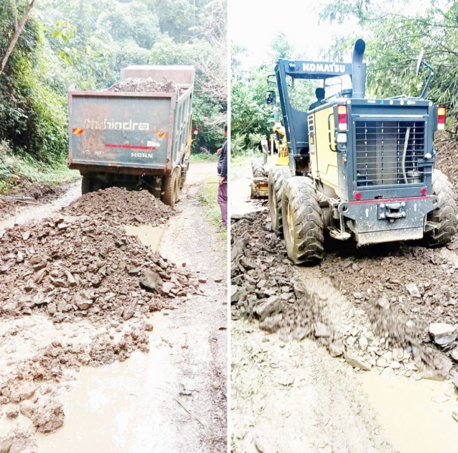 Repair and maintenance of road between Asukhomi and Zunheboto town on October 11.