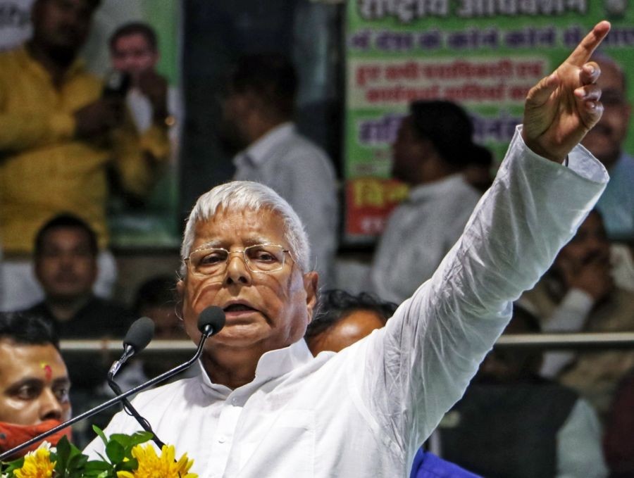 New Delhi: Rashtriya Janata Dal supremo Lalu Prasad Yadav addresses during the RJD National Executive Meeting at Talkatora Stadium in New Delhi on Monday, Oct. 10, 2022. (Photo: Wasim Sarvar/IANS)