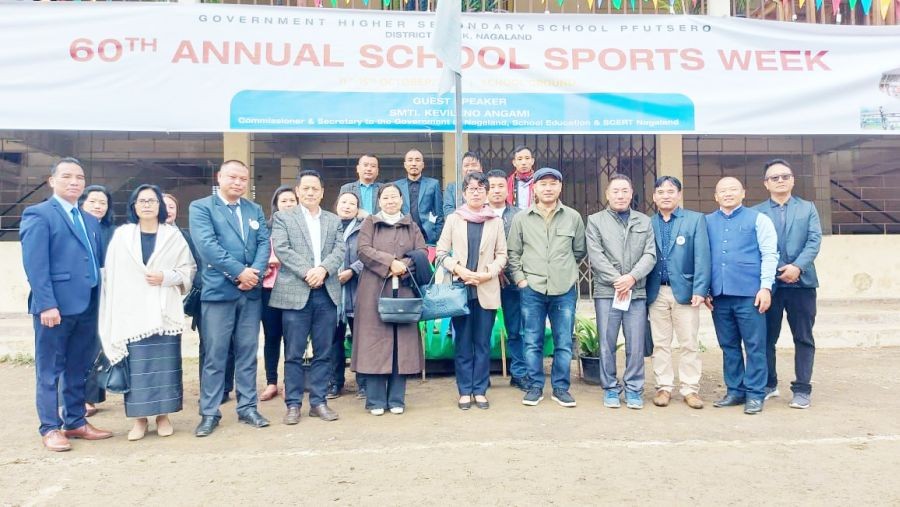 Kevileno Angami and others during the 60th school sports week of GHSS Pfutsero, which commenced on October 11.