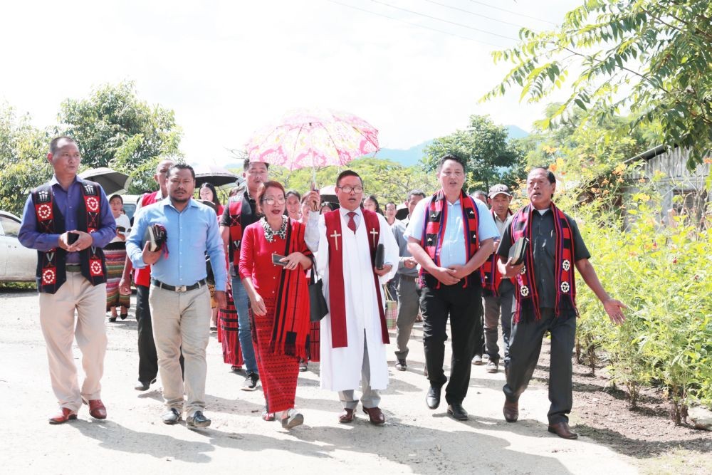 Gospel Hymnal Procession carried out from the church site to the entry gate of Sanphure village.