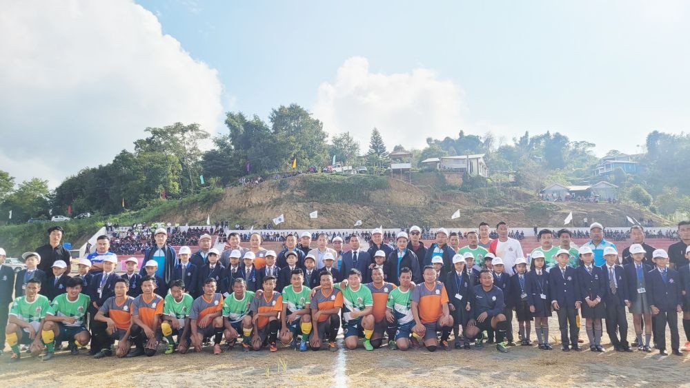 Players of the first match with officials and others on October 20. (Morung Photo)