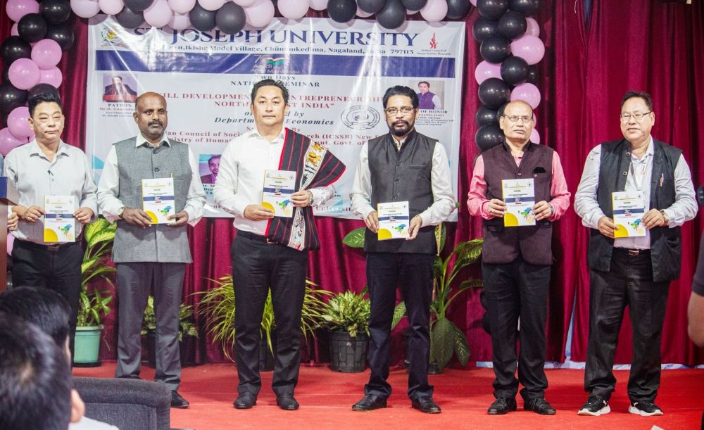 Officials during the inaugural of the two-day national seminar on skill development and entrepreneurship in North East India organised by Department of Economics of St Joseph University, Chümoukedima on October 12 and 13.