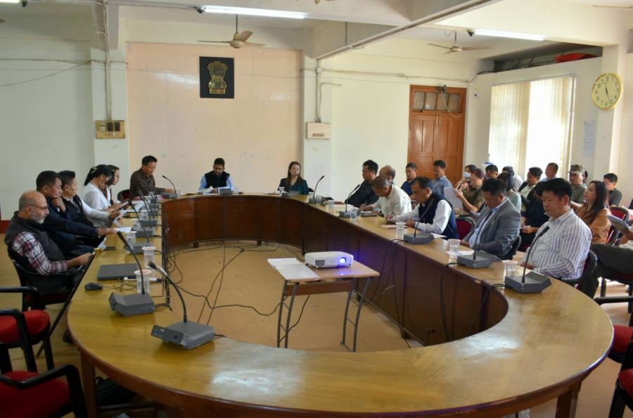 DC Dimapur Sachin Jaiswal chairing the monthly Dimapur DPDB meeting on November 25 in the conference hall of DC Dimapur. (DIPR Photo)