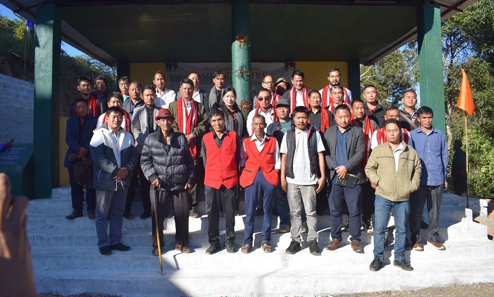 RD director, Liboni Humtsoe and others during the inauguration of the amphitheatre at Phiro village on November 26. (DIPR Photo)
