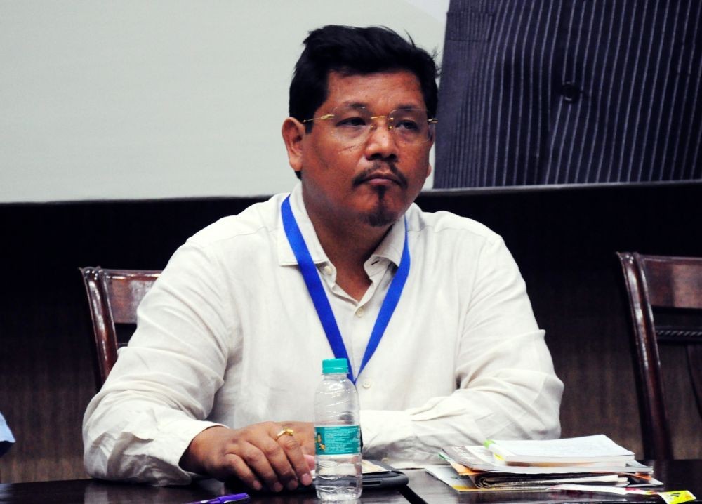 New Delhi: Chief Minister of Meghalaya Conrad Sangma addressing a press conference in New Delhi on Saturday, August 27, 2022. (Photo:Qamar Sibtain/ IANS)
