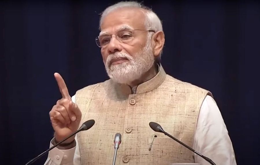 New Delhi : Prime Minister Narendra Modi addressing the Constitution Day celebrations in Supreme Court, New Delhi on Saturday, November 26, 2022. (Photo:IANS)