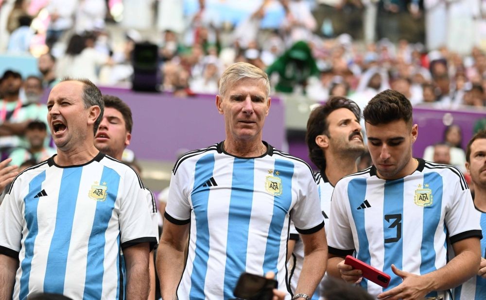 Lusail:Argentina's fans react after losing their World Cup group C soccer match between Argentina and Saudi Arabia at the Lusail Stadium in Lusail, Qatar, Tuesday, Nov. 22, 2022.(Photo:Suman Chattopadhyay/IANS/Image Solution)