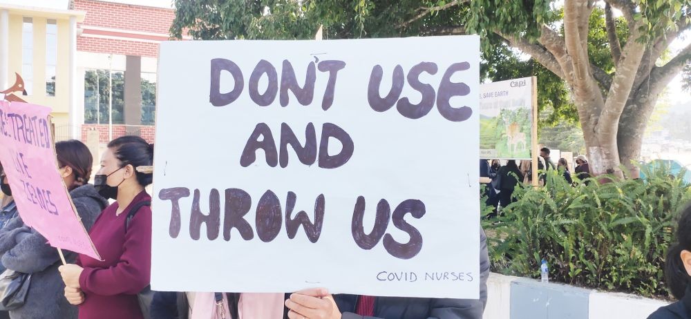 A placard during a sit-in protest in Kohima on November 9 makes DRAN's position clear.  (Morung File Photo)