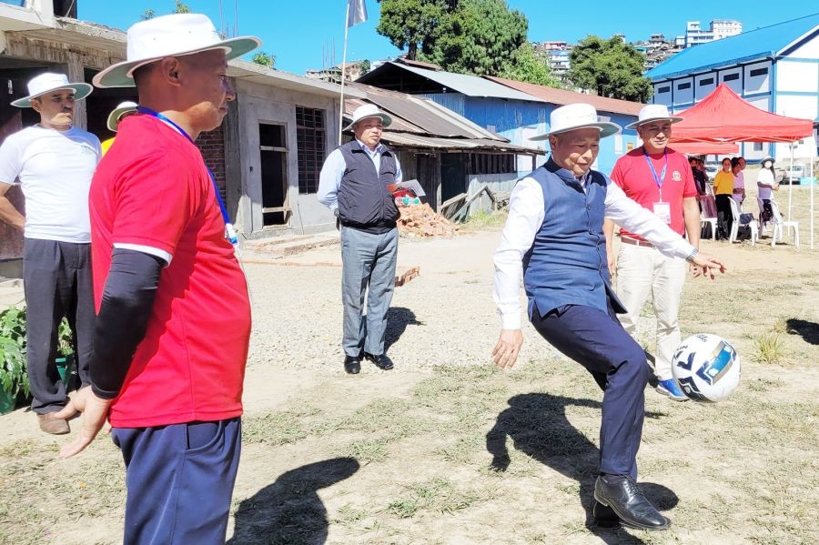 Dr. Kekhrie Yhome kick starts annual sports meet 2022 of Oriental College Kohima on November 2. (Morung Photo)