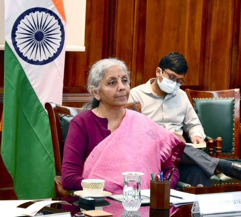 New Delhi : Union Finance Minister Nirmala Sitharaman chaired the first pre-Budget consultation meeting with industry leaders and experts in infrastructure and climate change, in New Delhi on Monday, November 21, 2022. (Photo:IANS)