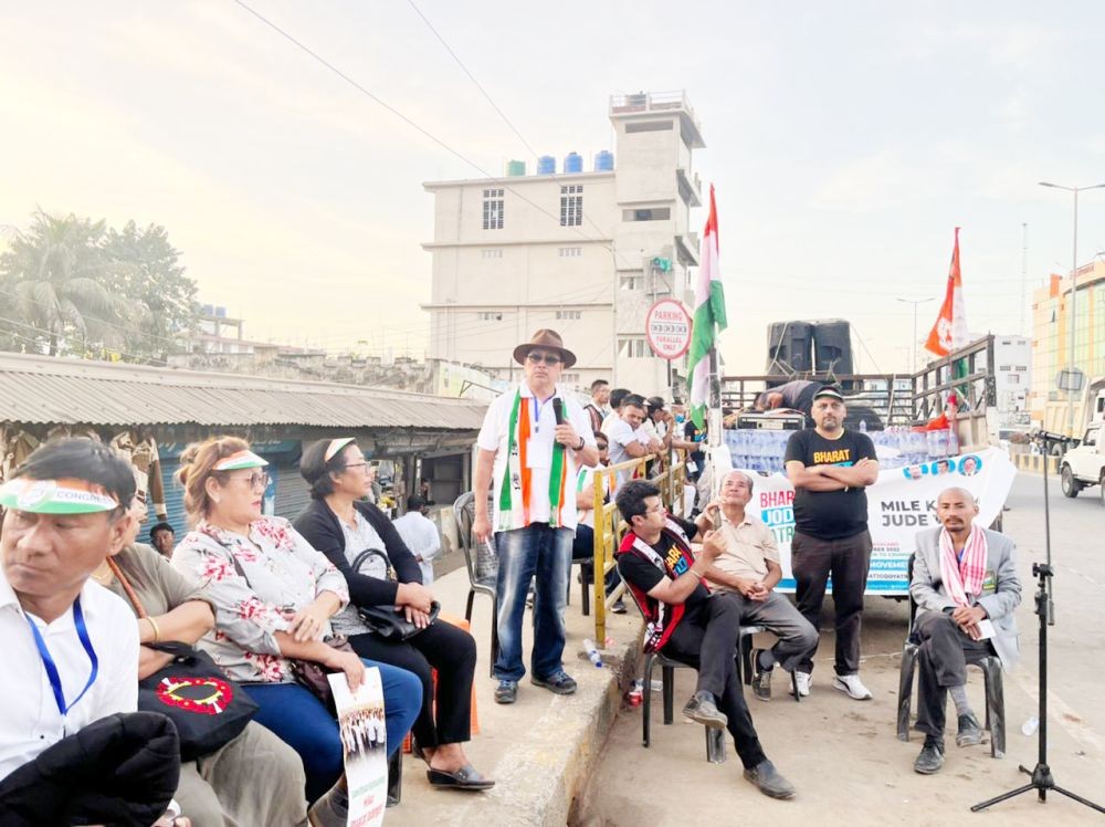 NPCC President, K Therie speaking at the culmination of the march at Chümoukedima on November 19 (Morung Photo).
