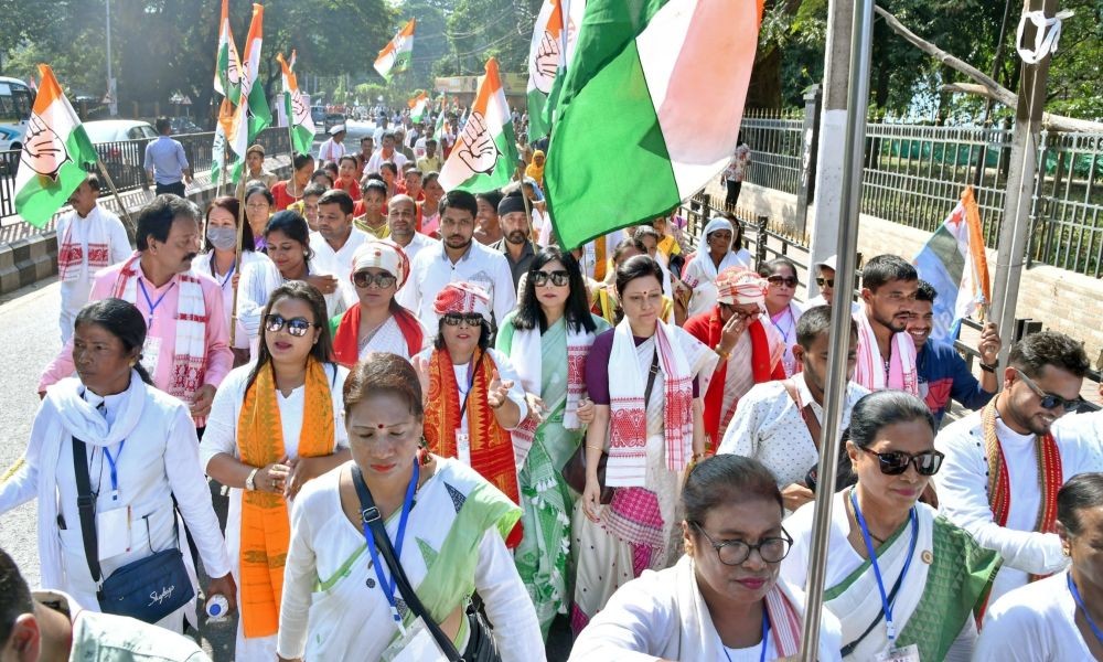 Guwahati: Congress Party workers participate in 'Bharat Jodo Yatra-Assam', in Guwahati on Thursday, Nov. 17, 2022. (Photo: Anuwar hazarika/IANS)