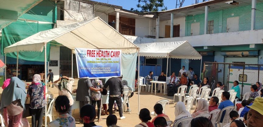 Patients during the free health camp at Jalukie on November 26