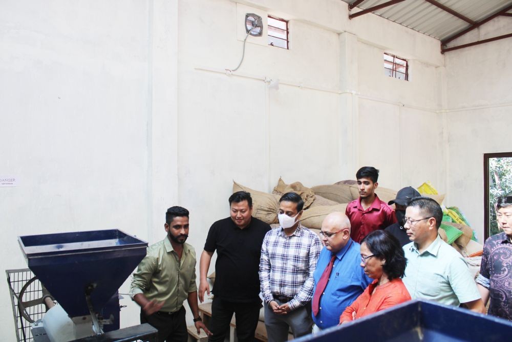 Navin Kumar Bahl Ryntathiang Joint Director (Extn) Coffee Board, Proprietor Searon and officials during the launching programme at Sanis, Wokha on November 14.
