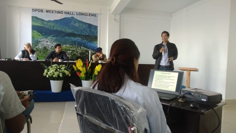 CDPO Longleng Longlang Luckpan presenting his departmental activities during the Longleng DPDB meeting on November 10. (DIPR Photo)