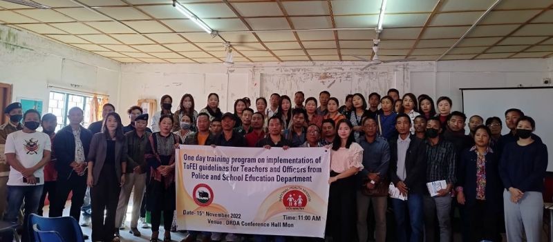 Participants of the one-day training on the implementation of Tobacco Free Educational Institutions (ToFEI) conducted by District Tobacco Control Cell (DTCC) Mon on November 15.
