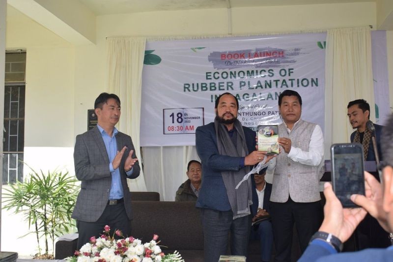 Dy CM Y Patton along with the author standing (right) Dr N Renthungo Patton during book launch on November 18. (DIPR Photo)