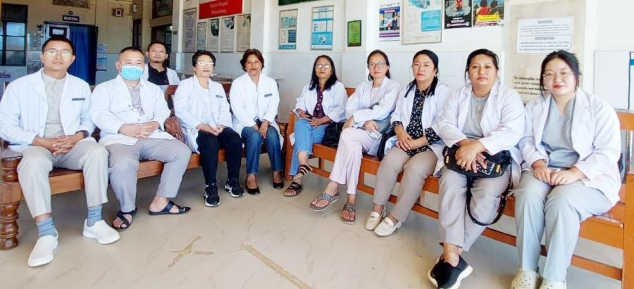 Members of the NIDA Mokokchung unit during the 5th day of their state-wide agitation on November 1.