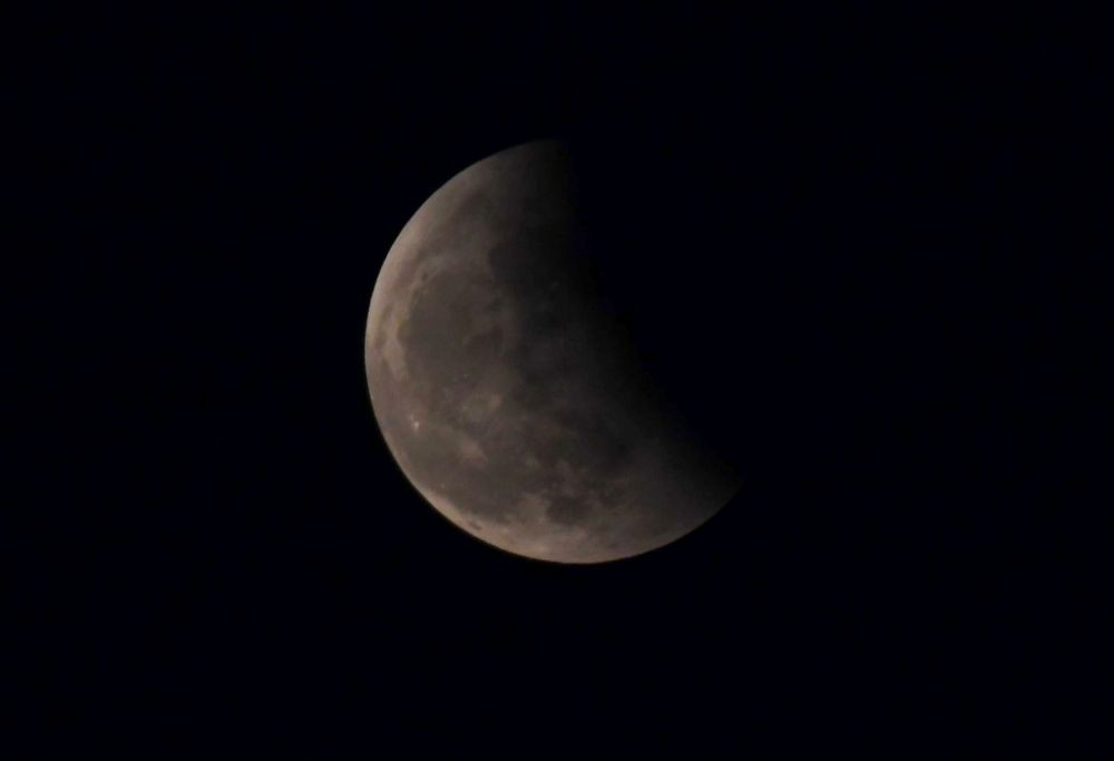 Patna: A Lunar Eclipse is seen in the sky, in Patna on Tuesday, Nov 08, 2022. It is India's last eclipse of the year. (Photo: IANS)
