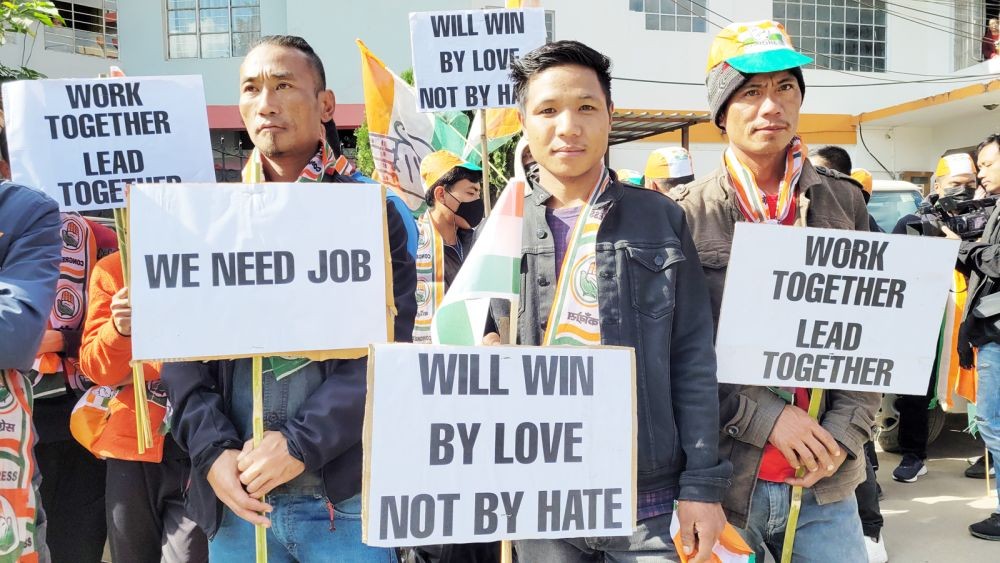 Congress workers join Bharat Jodo Yatra in Kohima on November 29. (Morung Photo)